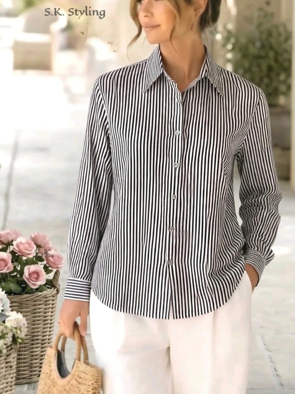 Vintage 90's Façonnable French Riviera Striped Shirt Quiet Luxury 100% Cotton L